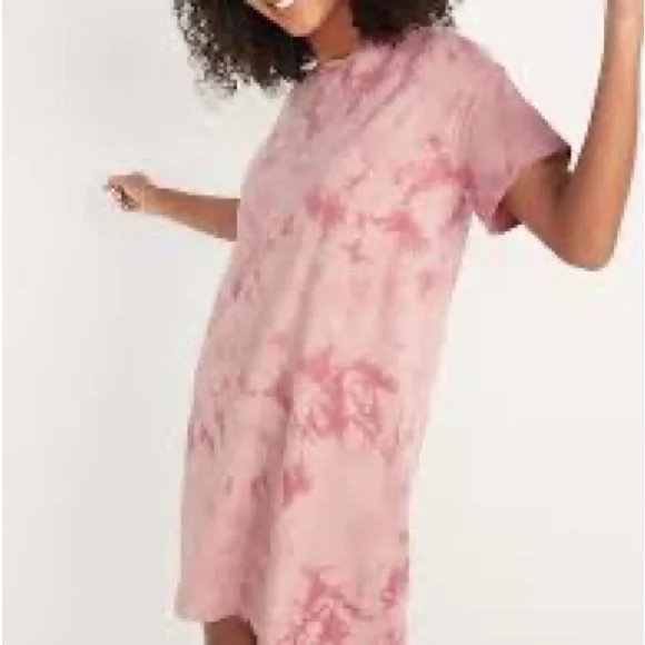 old navy pink shirt dress Crew-Neck Mini T-Shirt Dress